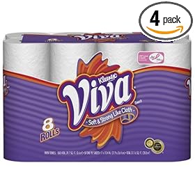Kleenex Viva Towels, Regular Roll, Case Pack, Four 8 Roll Packs (32 Rolls)