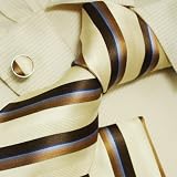 khaki striped silk ties for men anniversary gifts formalwear silk tie cuff handkerchiefs set H5095