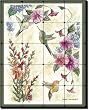 Hummingbirds by Donna Jensen - Birds Floral Tumbled Marble Mural 20" x 16" Kitchen Shower Backsplash