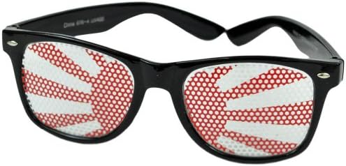 Sun Glasses Black Fashion Novelty Wayfarer Style Shades Costume Japanese Flag