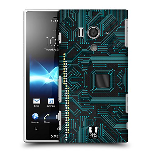 Head Case Designs Black Circuit Boards Protective Snap-on Hard Back Case Cover for Sony Xperia acro S LT26W