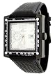 Adee Kaye #AK9293-MIPB Men's Black IP Square Leather Band Automatic Watch