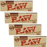 RAW Unbleached Organic 1.25 Size Cigarette Rolling Papers, 4 Packs