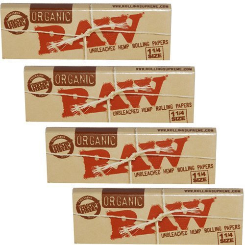 RAW Unbleached Organic 1.25 Size Cigarette Rolling Papers, 4 Packs RAW Unbleached Organic 1.25 Size Cigarette Rolling Papers, 4 Packs