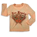 575 Denim - Girls Long Sleeve Burnout Tee Shirt, Peach