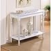 Carved Top Distressed WHITE Chic Shabby Wood Sofa console Entry Hall Table shelf