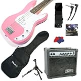 PROFESSIONALLY SET-UP - PINK ELECTRIC BASS GUITAR AMPLIFER STARTER PACKAGE