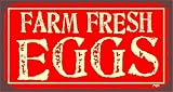 Eggs Farm Fresh Red Vintage Metal Art Country Farm Retro Dairy Tin Sign