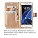 Galaxy S7 Edge Case, Acytime PU Leather Flip Wallet Case Embossed Butterfly Flower Case Cover for Samsung Galaxy S7 Edge G9350 Golden