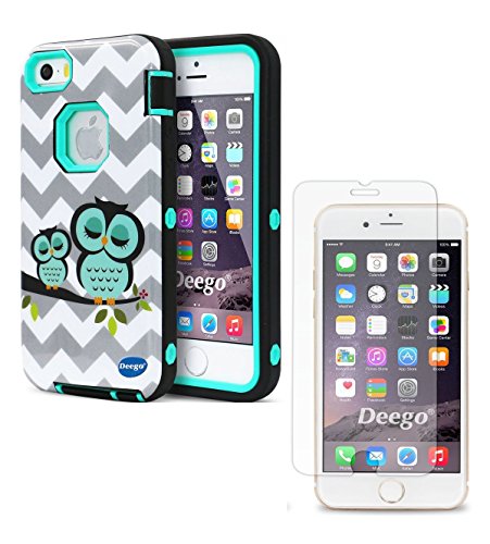 iPhone 5 5S SE Case + Tempered Glass Screen Protector, Cafeleo Slim Rugged Cover 3 in 1 Heavy Duty Armor Impact Shockproof Protective for Apple iPhone 5/5S/SE