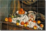 "Compotier, Pitcher and Fruit" by Paul Cezanne - Artwork On Tile Ceramic Mural 17" x 25.5" Kitchen Backsplash