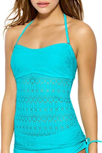 Hot Water Juniors Easy Breezy Bandeau Tankini Top Small Blue
