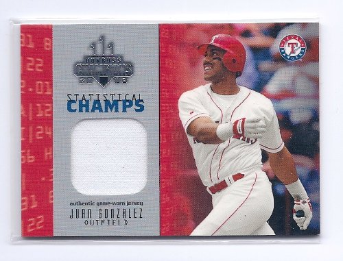 2003 Donruss Champions Statistical Champs Game Used Jersey #28 Juan Gonzalez Texas Rangers #'ed to 250