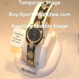 Armitron 75-3560BNGP Ladies Gold-Tone and Black Round Dial Dress Watch with Genuine Swarovski Crystals