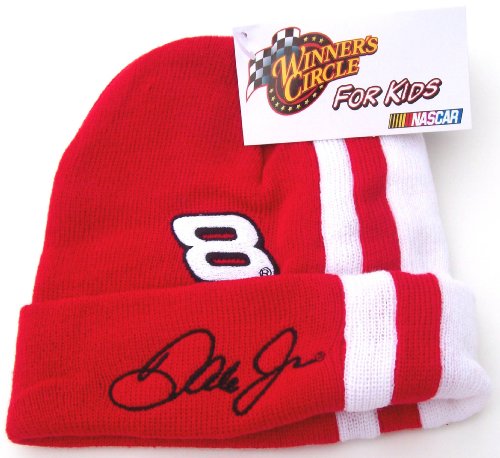 Red And White Dale Earnhardt Jr Kids Child Beanie Hat Winter Cap number #8 Made of 100% acrylic Material New Nascar