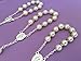 25 Pc Off White Crystal Pearls Baptism Favors Mini Rosaries Silver Plated/ Recuerditos De Bautismo/ Christening Favors/ Decenarios/ Decades/ Finger Rosaries