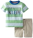 Calvin Klein Boys 2-7 Stripes Tee With Short 2 Piece Set, Green, 2T