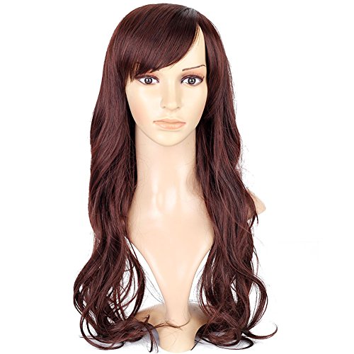 ANDI ROSE Sexy Women's Long Wavy Curly Synthetic Cosplay Full Hair Wigs Hairpieces (Dark Brown)