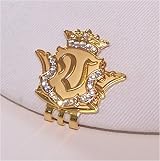 Royal Initials Crystal Golf Ball Marker & Crown Hat/Visor Clip - Gold 