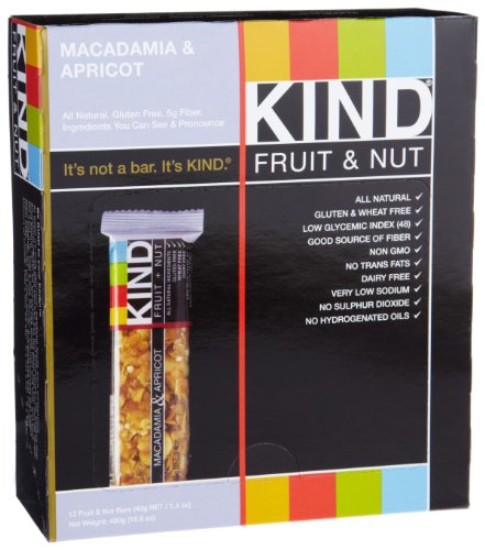 KIND Fruit & Nut, Macadamia & Apricot, All Natural, Gluten Free Bars (Pack of 12)