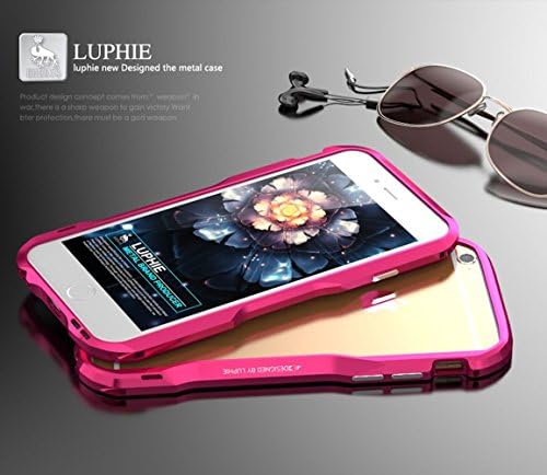 SUPERARMOR for iPhone 6 Plus / 6S Plus 5.5 Luphie for girls Aluminum Bumper Case Frame Made by Aircraft Aluminum Stealth Metal Alloy Ultra light weight curved design (Pink)