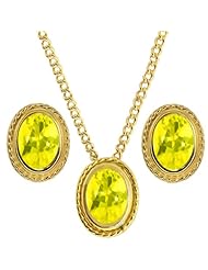 2.85 Ct Canary Mystic Topaz 925 Yellow Gold Plated Silver Pendant Earrings Set