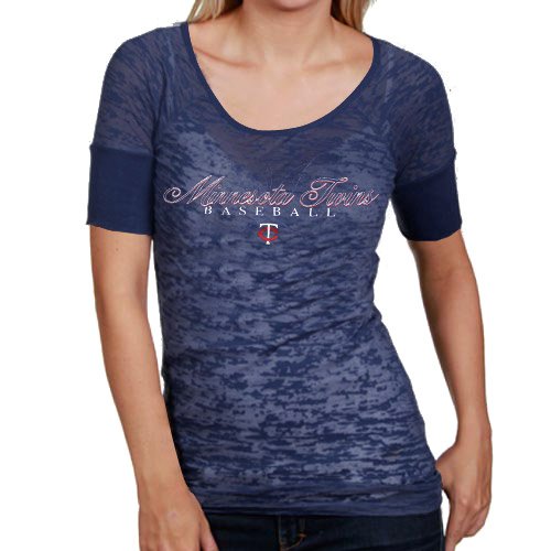 Touch by Alyssa Milano Minnesota Twins Ladies Sheer Burnout T-shirt - Royal Blue (Small)