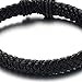 COOLSTEELANDBEYOND Classic Mens Black Braided Leather Bracelet Wristband Genuine Leather Wrap Bracelet