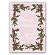 Merry Christmas with Holly Frame - 5" x 7" Vellum Overlay Christmas Greeting Card