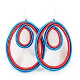 Double Drop Woven Earrings (Red/Blue)