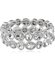 Napier "Crystal Glam" Silver-Tone and Crystal Stretch Bracelet, 7.25"