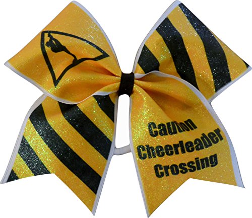 Sparkle Bows Cheer Caution Cheerleader Crossing Cheer Bow