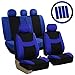 FH GROUP FH-FB030115-COMBO FH GROUP FH Group Light & Breezy Blue/Black Cloth Seat Cover Set Airbag & Split Ready- Fit Most Car, Truck, Suv, or Van