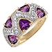 Beautiful Ring With 2.50ctw Precious Stones - Genuine Diamonds and Amethysts in 18K Yellow Gold. Total item weight 6.5g - Certificate Available.