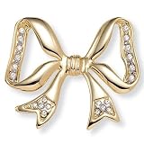 Crystal Accent Ribbon Pin