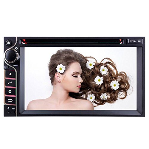 YINUO Quad Core 16GB Android 4.4.4 6.2 inch Universal Multi Touch Screen Car DVD GPS Stereo In Dash Navigation AV Receiver support iPhone Airplay Mirror Link/AM FM Radio/Steering Wheel Control/Bluetooth/3G Wifi Hotspots/OBD2/DVR/AV-IN with Free External Mic & 8GB Map Card as gifts