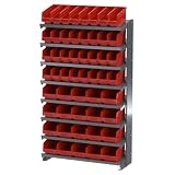 Akro-Mils APRSAST00 RED Single Sided Pick Rack with 32 30040 and 20 30090 Red Shelf Max Bins