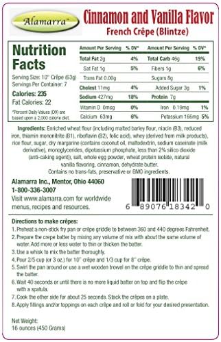 Alamarra - Cinnamon Vanilla Instant Crepe Mix - Five 16 Oz. Packages