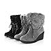 Show Shine Women's High Quality Nubuck and Faux Cony Hair Fold Over Wedge Platform Snow Boots