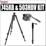 Bogen Manfrotto 745XB Mdeve Tripod Without Center Column Black & Bogen Manfrotto 503HDV Professional Video Fluid Head & Bonus Maccabee Monopod - Bogen Manfrotto ABOG745XB2K11