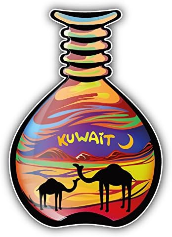 Kuwait Colored Sand Art Bottle Car Window Bumper Decal Vinyl Sticker 4" X 5"