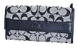 Coach Soho Black/White Signature Pleated Slim Envelope Wallet Clutch 42818
