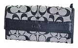 Coach Soho Black White Signature Pleated Slim Envelope Wallet 42818