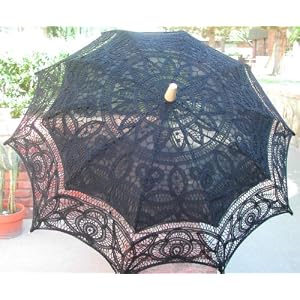 Black Battenburg Lace Parasol