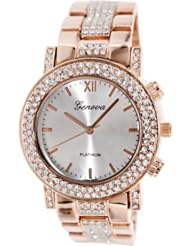 Geneva Platinum Womens 4716.ROSEGOLD Rose-Gold Metal Analog Quartz Watch with Silver Dial