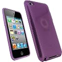 iGadgitz Spiral Purple Durable Crystal Gel Skin Case Cover (Thermoplastic Polyurethane TPU) for Apple iPod Touch 4th Generation 8gb, 32gb, 64gb + Screen Protector