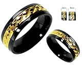 Titanium Ring with Gold Overlay Center Unisex Wedding Band in Sizes 5 to 14