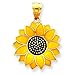 14k Enameled Yellow Sunflower Pendant title=