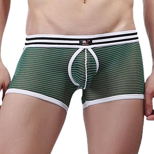 ZIHAN Men's Breathable Performance Stripe Boxer Brief Small Green