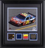 Mounted Memories Jeff Gordon Laserchrome Autograhed Plate W/ Piece Of Race Used Metal And Fire Suit